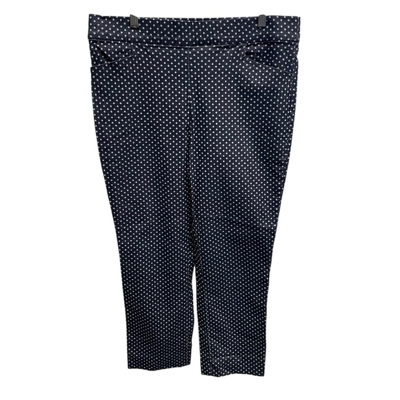 Bar III women’s ponte knit pants ankle length black polka  dot large pull on - Picture 1 of 7